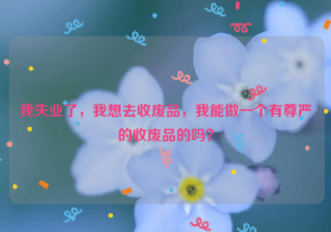 我失業(yè)了，我想去收廢品，我能做一個(gè)有尊嚴(yán)的收廢品的嗎？