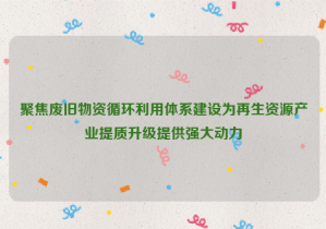 聚焦廢舊物資循環(huán)利用體系建設(shè)為再生資源產(chǎn)業(yè)提質(zhì)升級提供強(qiáng)大動(dòng)力