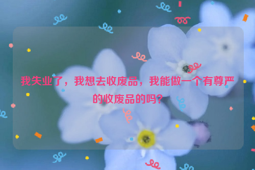 我失業(yè)了，我想去收廢品，我能做一個(gè)有尊嚴(yán)的收廢品的嗎？